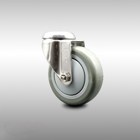 Service Caster 4 Inch 316SS Gray Polyurethane Wheel Swivel Bolt Hole Caster SCC-SS316BH20S414-PPUB